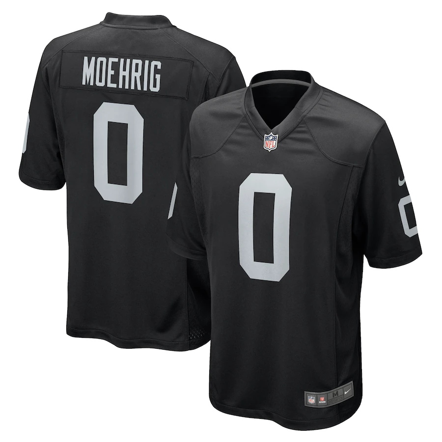 Mens Las Vegas Raiders #0 Trevon Moehrig Nike Black 2021 NFL Draft Pick Player Game Jersey